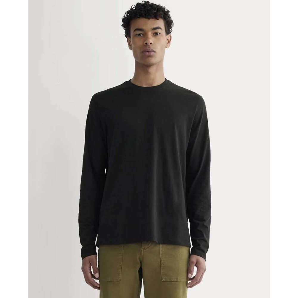 Everlane Mens Essential Organic Long Sleeve Cotton T Shirt Black Size S NWT